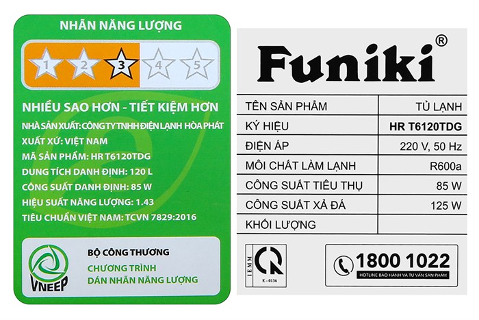 Tủ Lạnh Funiki 120 Lít HR T6120TDG